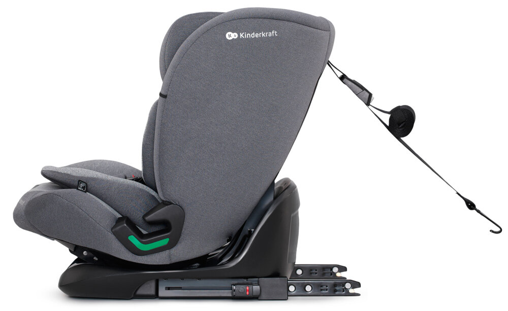 Fotelik samochodowy KINDERKRAFT ONETO3 9-36 kg Szary bezpiczny sprzet bardzo prosty montaz odpowiednio przypiac pasami bezpieczenstwa w aucie do jazdy przodek do kierunku jazdy system TOP TETHER pas polaczyz z zaczepem w bagazniku symbol kotwicy dodatkowe mocowanie wieksze bezpieczenstwo