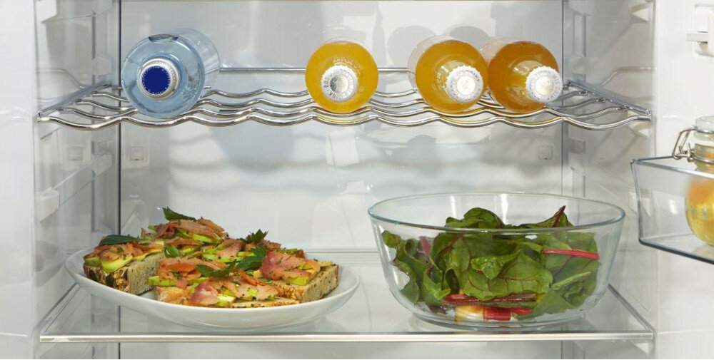 LODÓWKA GORENJE R619EAW6 półka na butelki dedykowane miejsce wyprofilowana półka zapobiega stłuczeniu przerwracaniu się