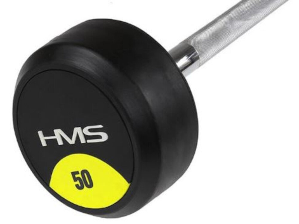 Gryf HMS GSG-50 Gumowany (50 kg) waga 50 kg długość 103 cm  niemal nieograniczone możliwości treningu dla początkujących dla zaawansowanych
