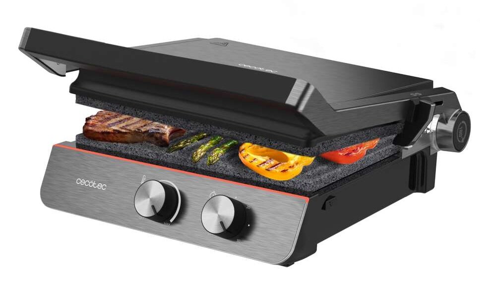 Grill elektryczny CECOTEC RocknGrill Blaze Neon błyskawiczne osiągnięcie odpowiedniej temperatury, do ulubionych potraw, moc 2200W