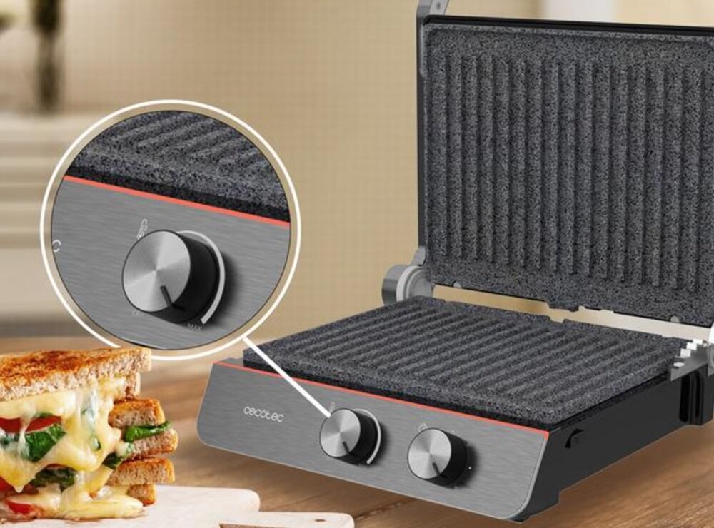 Grill elektryczny CECOTEC RocknGrill Blaze Neon dostosowanie temperatury, odpowiednie grillowanie do różnego rodzaju potraw
