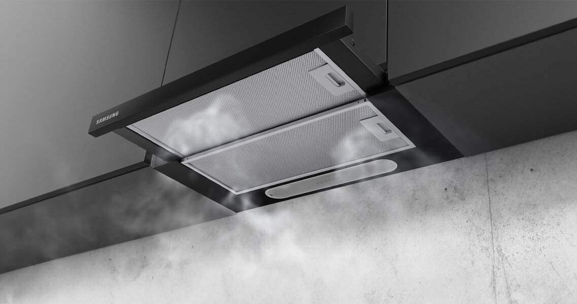 Okap teleskopowy NK24M1030IB widoczny z dołu Okap teleskopowy Samsung NK24M1030IB widoczny z dołu