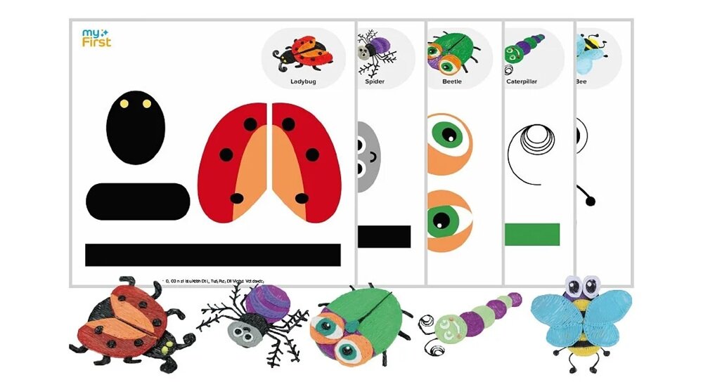 Zestaw MYFIRST Fun Pack Insect Adventure 5 szablonów, 13 rolek, rozwój wyobraźni, zdolności manualne