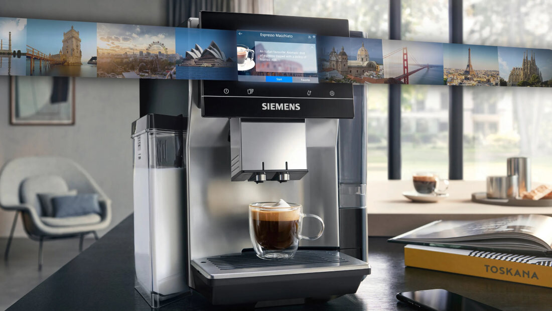 Ekspres SIEMENS EQ700 TQ713R03 Stal jasna coffeeWorld smak 10 różnych krajów 21 specjałów kawa doznania