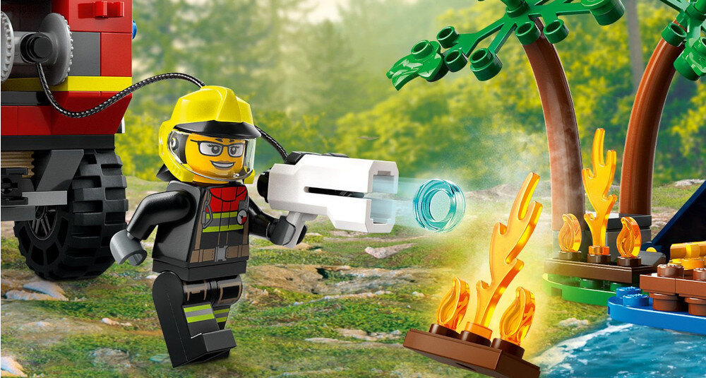 KLOCKI LEGO CITY TERENOWY WÓZ STRAŻACKI Z ŁODZIĄ RATUNKOWĄ 60412 Akcesoria gaśnicze