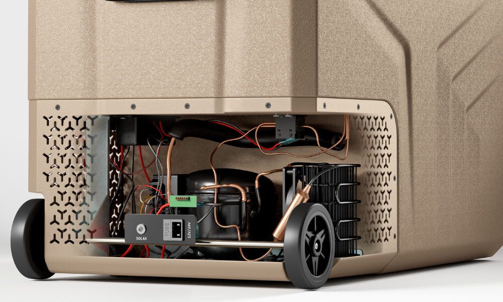 Lodówka kompresorowa YOLCO TCX60 Sand Wielofunkcyjna dwie niezależne komory temperatura Dual-Zone precyzja dopasowanie dostosowanie potrzeby użytkowanie pojemność