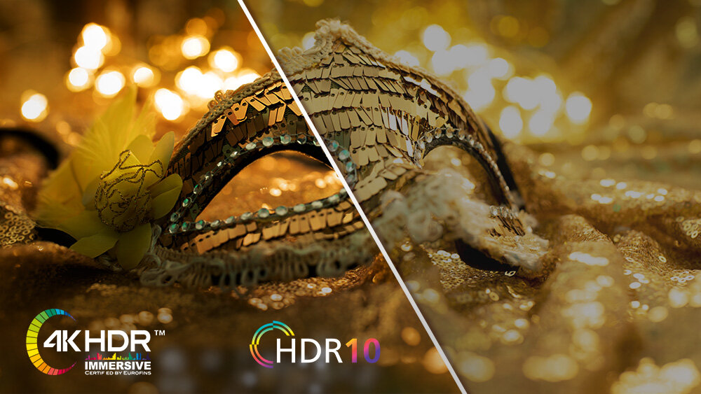 Telewizor JVC LT-43VDQ3500 - Więcej detali w Ultra HD, obraz podzielony na pół pokazujący wyraźny obraz HDR