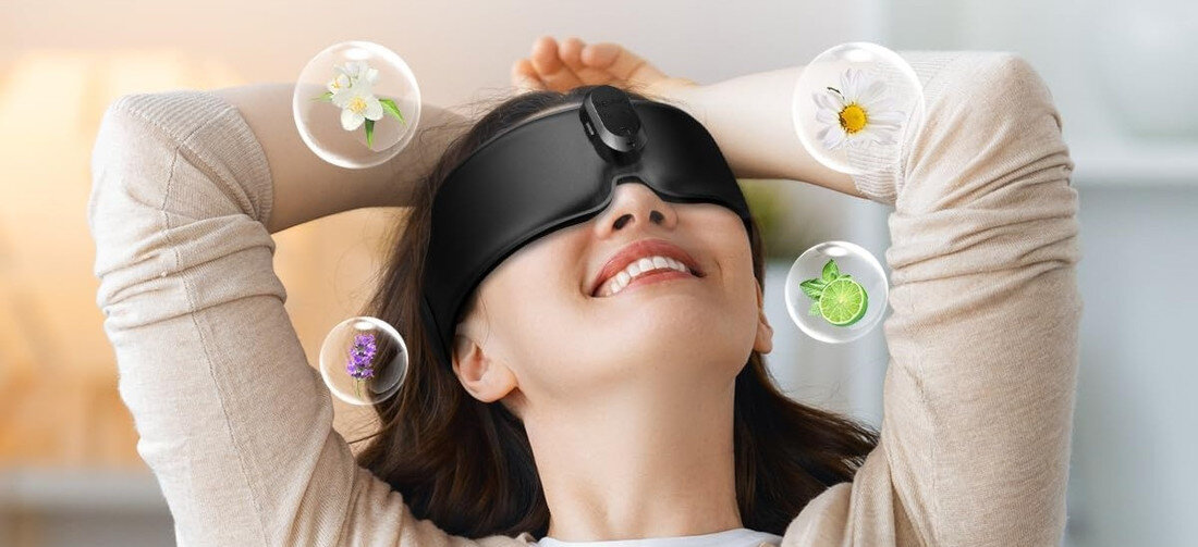 Opaska na oczy RENPHO EyeSnooze Aroma GS003  z ulubionym zapachem tabletka aromatyczna  kilkoma kroplami stan głębokiego, regenerującego snu