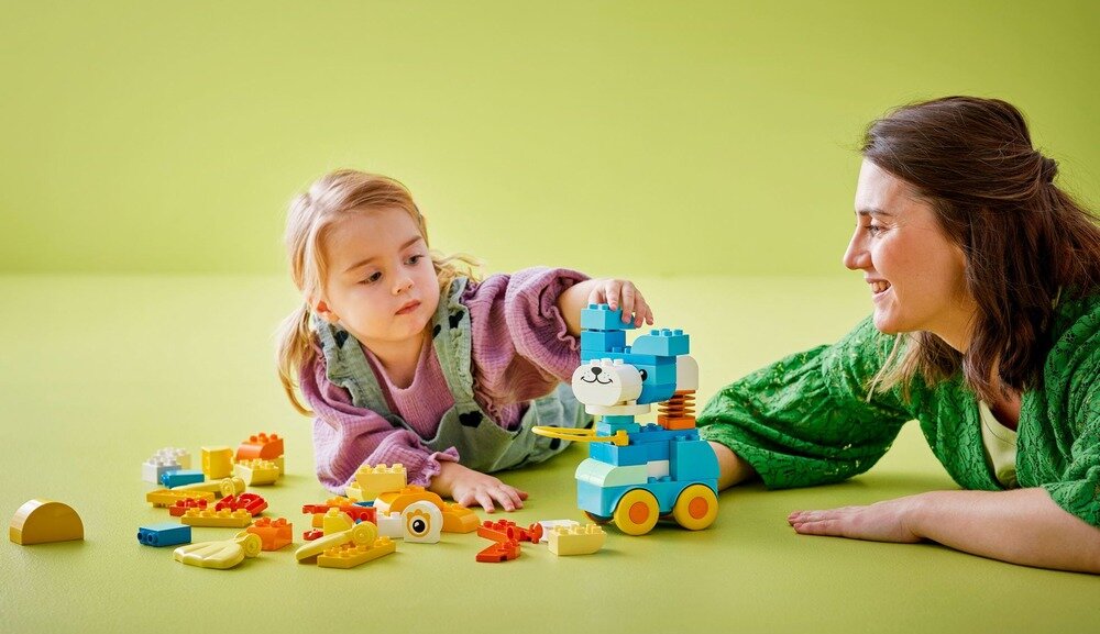 LEGO 10448 DUPLO 3 w 1 Zwierzątka na kółkach elementy opis konstrukcji wiek
 