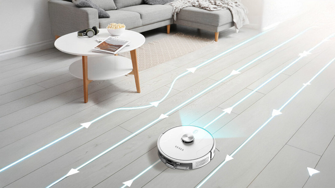 Robot sprzątający TESLA RoboStar iQ400 Plus Czas na Twój odpoczynek wygląd design tło prezentacja wizualizacja