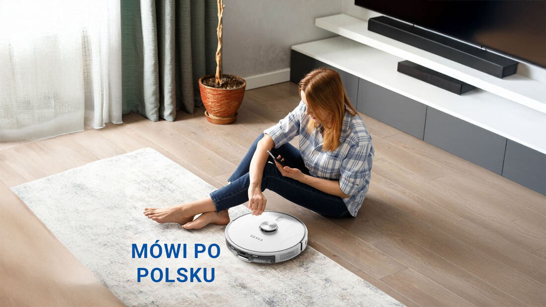 Robot sprzątający TESLA RoboStar iQ400 Plus Sterowanie aplikacją i obsługa głosowa aplikacja mobilna język polski Google Home i Amazon Alexa możliwości