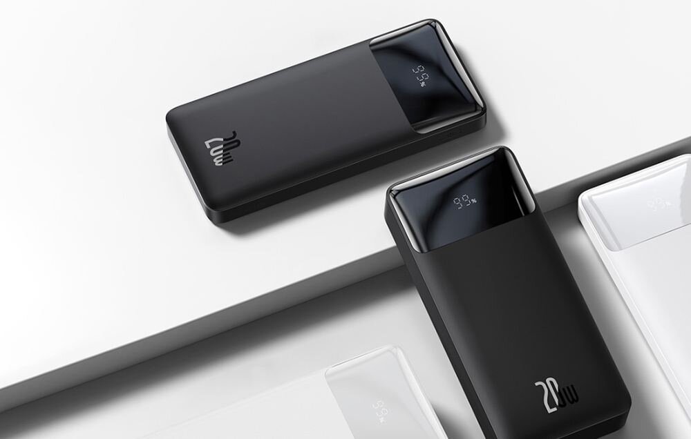 Powerbank BASEUS Bipow PPDML-J02 20000mAh 20W Biały wyswietlacz moc czas pojemnosc 