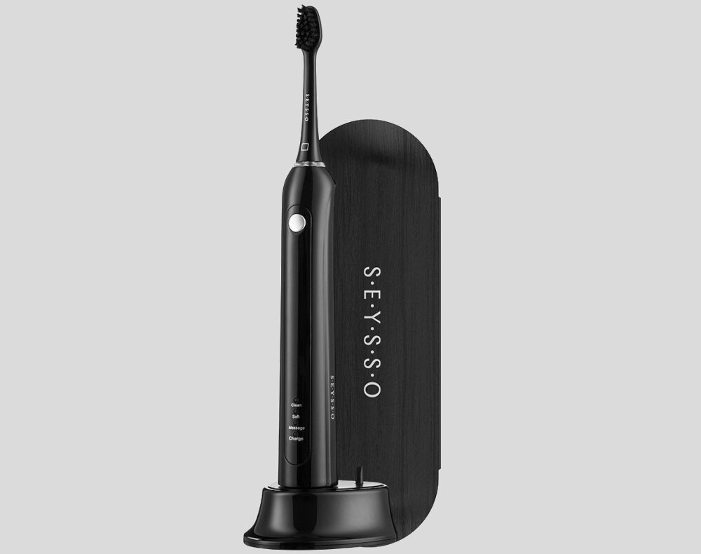 Szczoteczka soniczna SEYSSO Carbon Basic czarna 3 tryby mycia zebow Clean Soft Massage 82 000 ruchow sonicznych na minute