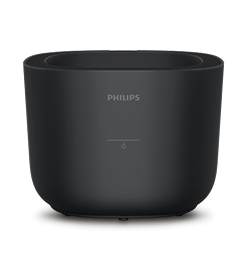 Czarny pojemnik z logo \'PHILIPS\' na górze i symbolem kropli poniżej.