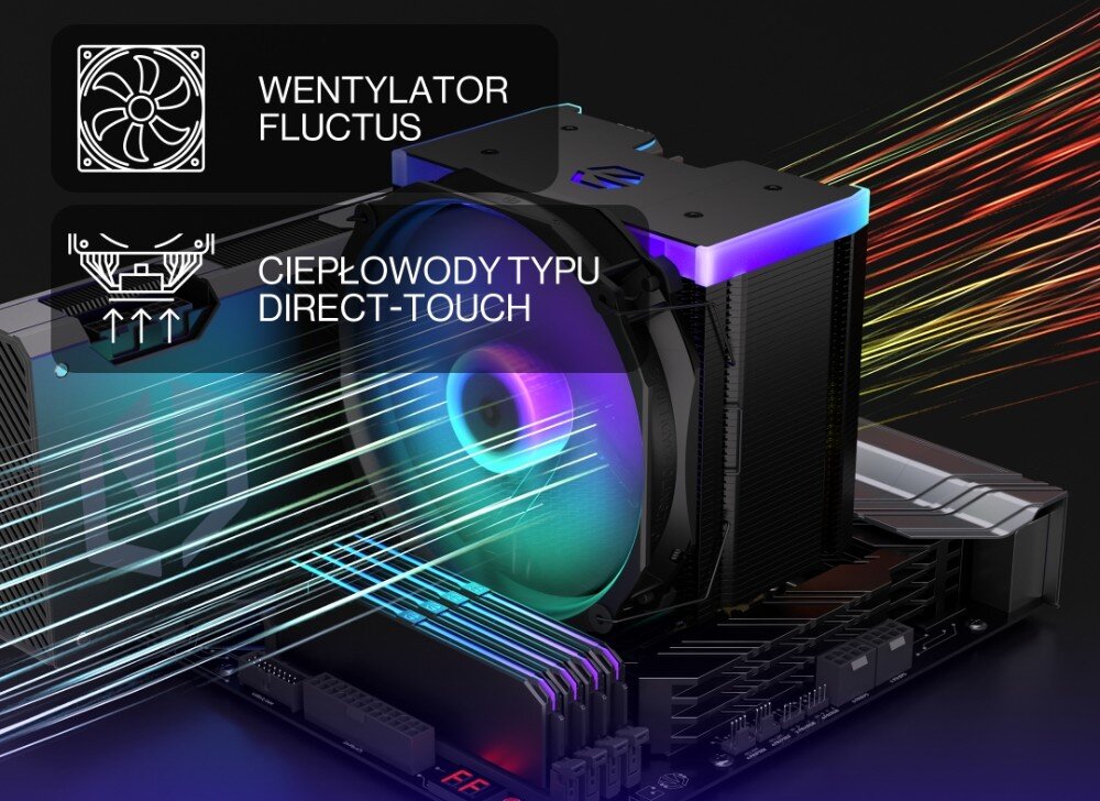 Chłodzenie CPU ENDORFY Fortis 5 ARGB Czarny radiator żebra ciepłowody działanie przepływ powietrza
