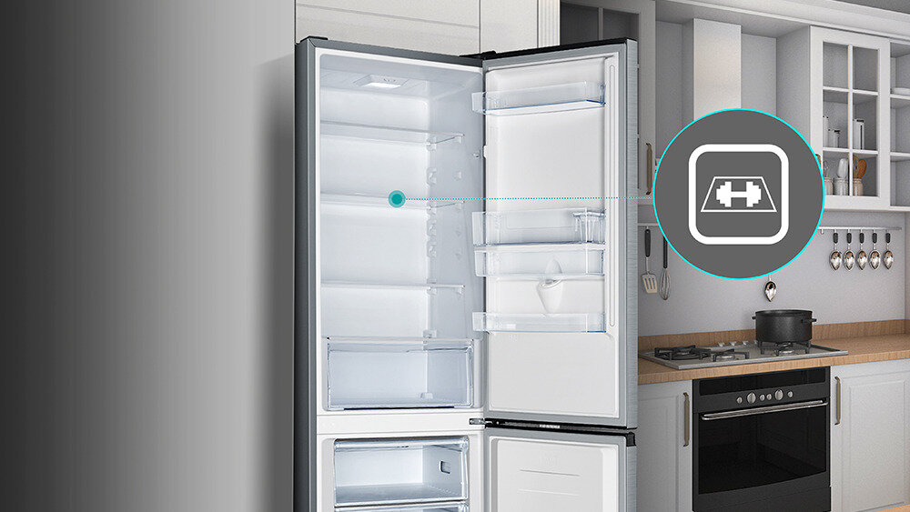 Lodowka HISENSE RB645N4BIE No frost 200cm Czarna polki z hartowanego szkla