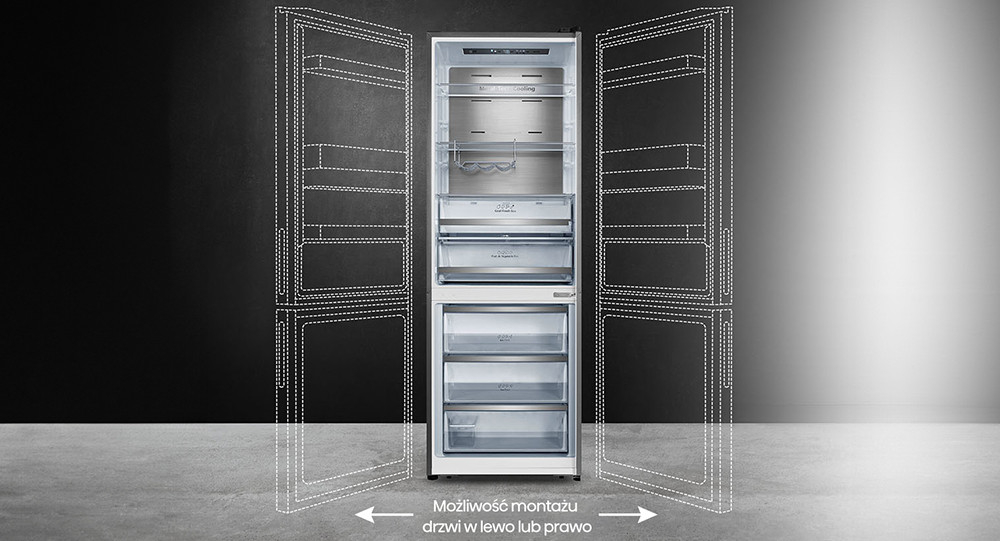 Lodowka HISENSE RB645N4BIE No frost 200cm Czarna zmiana kierunku otwierania drzwi  design
