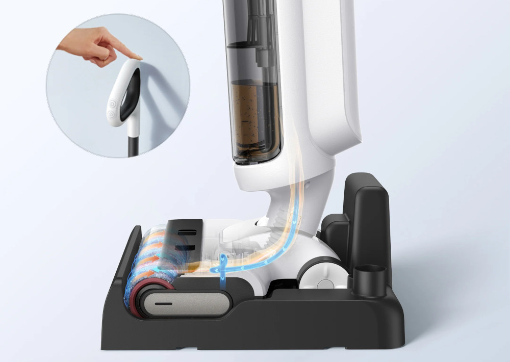 Odkurzacz MOVA K20 Pro (Mopujący) Higiena bez dotykania brudu funkcja samoczyszczenia szczotki automatycznie, higienicznie rozwiązanie bezpieczne i wygodne