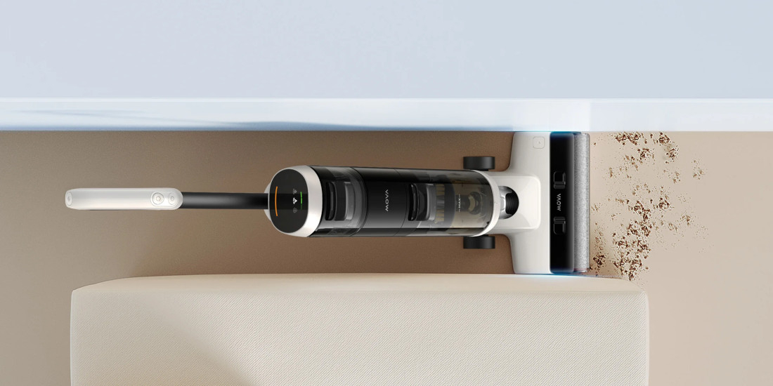 Odkurzacz MOVA K20 Pro (Mopujący) Czyszczenie przy krawędziach i ścianach szybki obrót sprząta przy ścianach i w narożnikach eliminuje martwe strefy