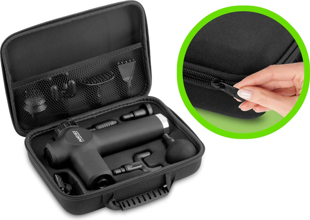 Masażer ręczny NEO-SPORT NS-501 Czarny Zawsze pod ręką Eleganckie etui  ułatwienie przechowywanie i transport