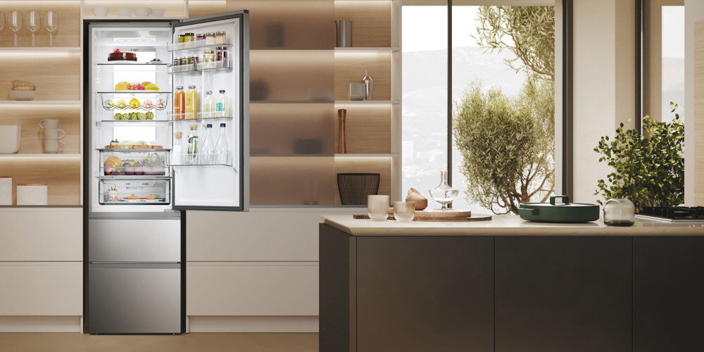 LODÓWKA HAIER HTW7620ANMG3D Styl i funkcjonalność elegancki design wysoka jakość materiałów podnoszenike komfortu dwie niezależne szuflady