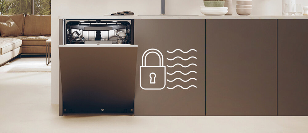 Zmywarka HAIER XS 4A4M3PB1 AI Aqua Stop ochrona przed zalaniem niezawodność bezpieczeństwo użytkowanie AquaStop