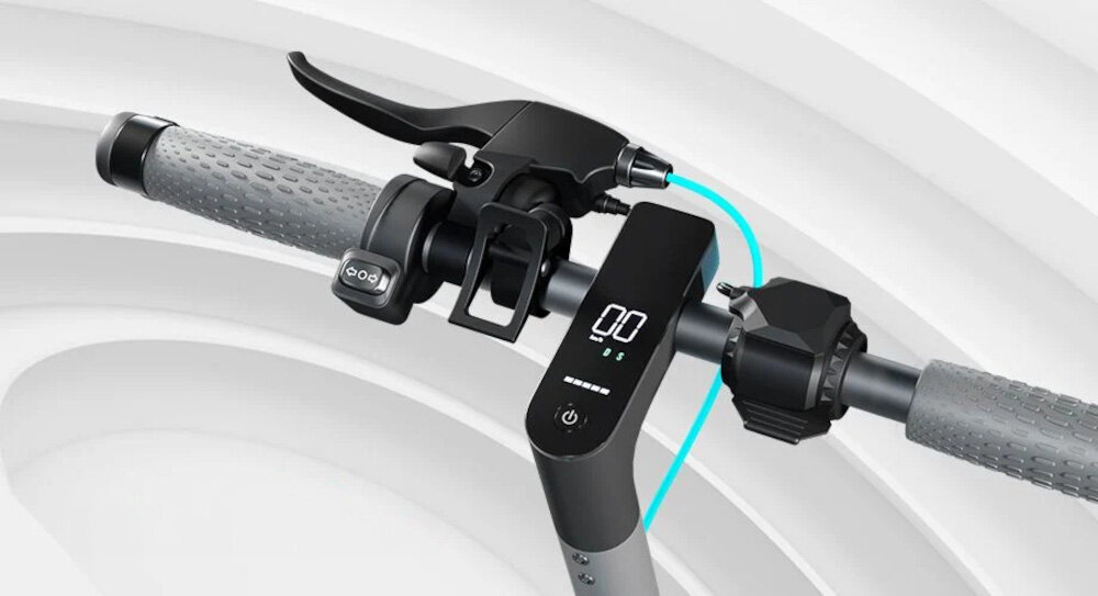 Hulajnoga elektryczna MOTUS Scooty 10 Lite GEN 5 Szary minimalistyczna kierownica wysokosc 112 cm jazdw w wyprostowanej pozycji ciala intuicyjny wyswietlacz LCD z bialym podswietleniem