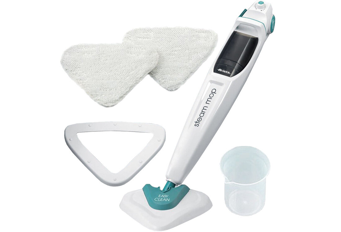 Mop parowy ARIETE 4163  dwie chłonne szmatki z mikrofibry kurz brud specjalna końcówka do czyszczenia dywanów