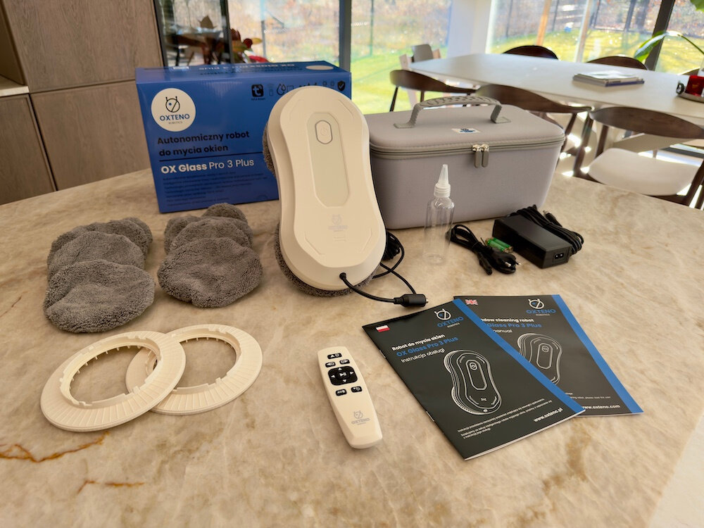 Robot do mycia okien OXTENO ROBOTICS OX Glass Pro 3 Plus zestaw akcesoria komplet wyposażenie