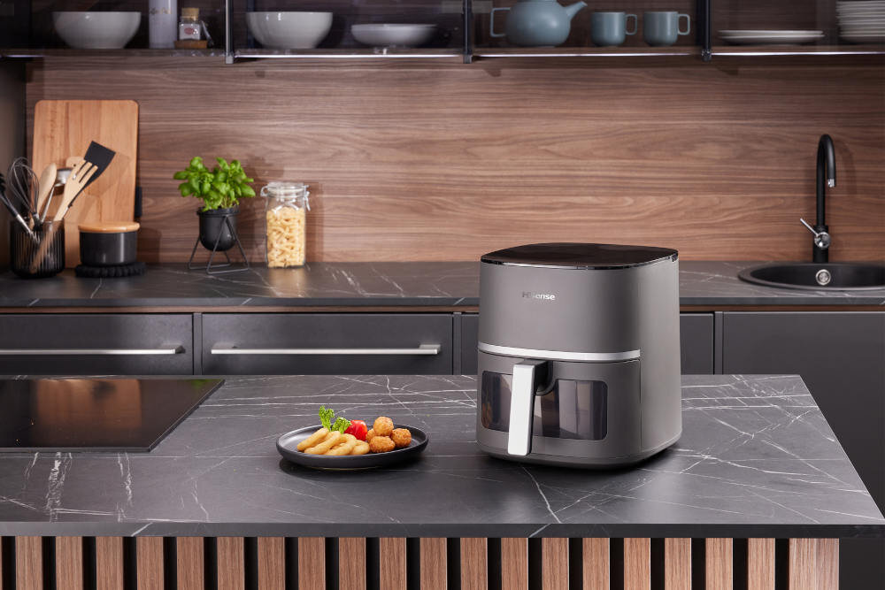 Frytkownica beztłuszczowa HISENSE HAF1600D Air Fryer okno pokrywa podgląd monitorowanie proces smażenie kontrola potrawy