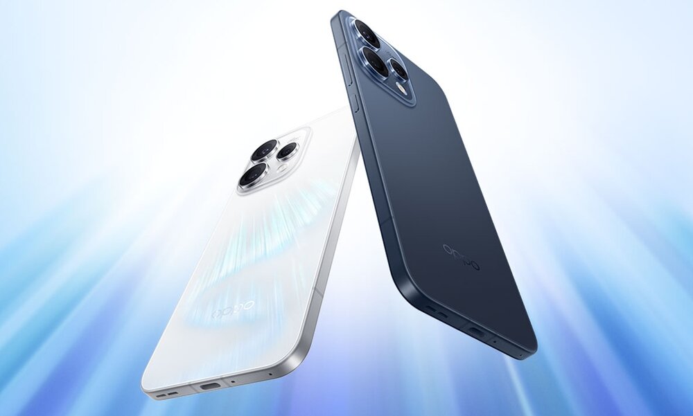 Smartfony OPPO Reno15 5G w kolorze białym i granatowym