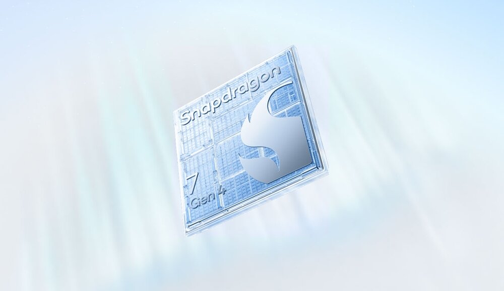 Chip snapdragon unoszący się na błękitnym tle