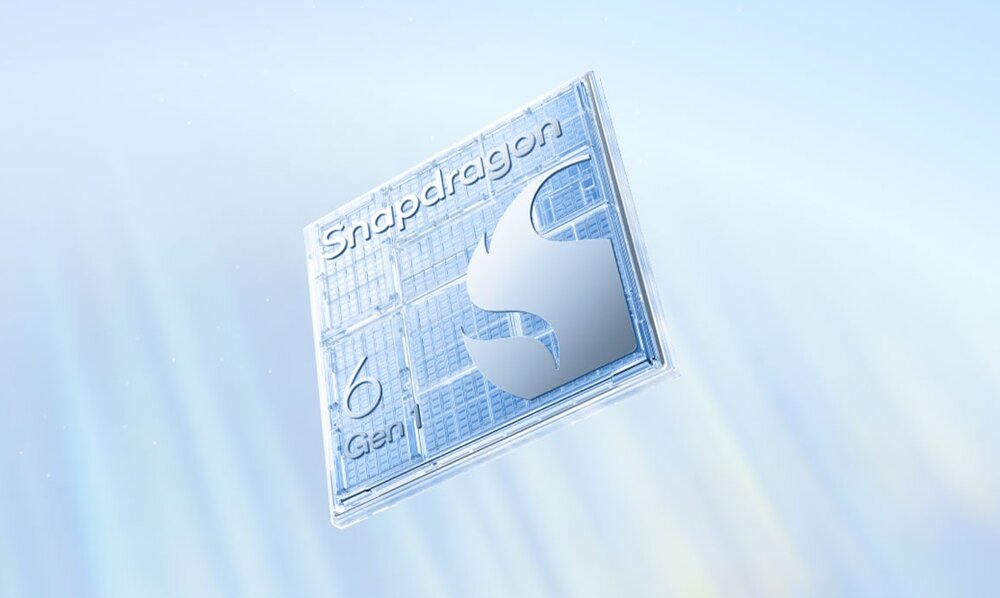 Chip snapdragon unoszący się na błękitnym tle