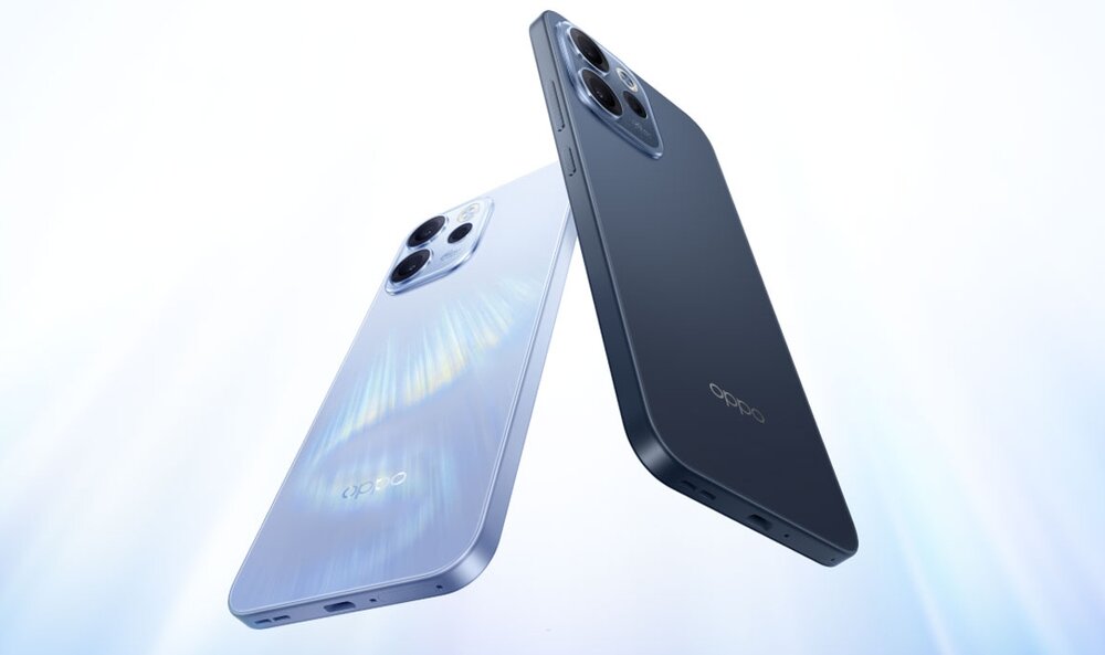 Smartfony OPPO Reno15 F 5G w kolorze białym i granatowym