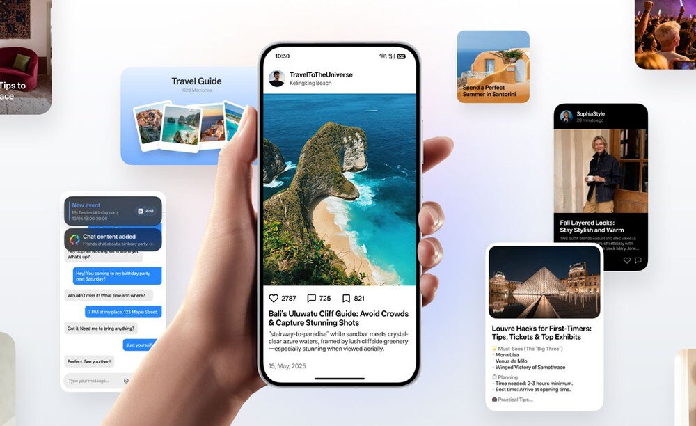 Słuchawka OPPO Enco Buds3 obok telefonu z ekranem funkcji tłumacza AI i napisem w języku angielskim
