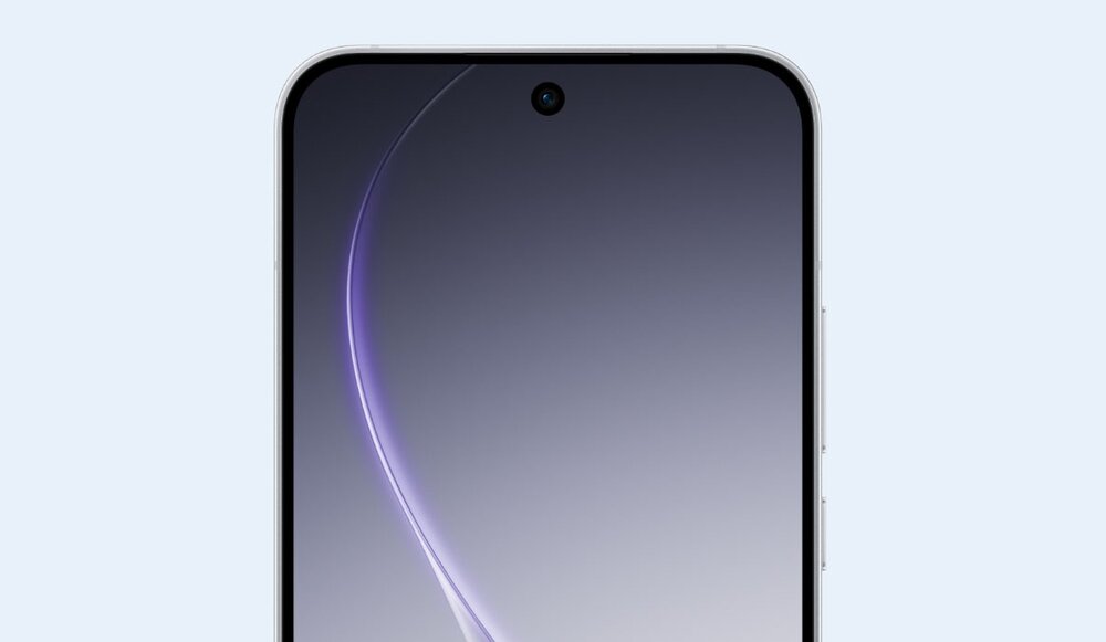 Górna część OPPO Reno15 z ciemną tapetą na ekranie i widocznymi cienkimi ramkami wokół wyświetlacza