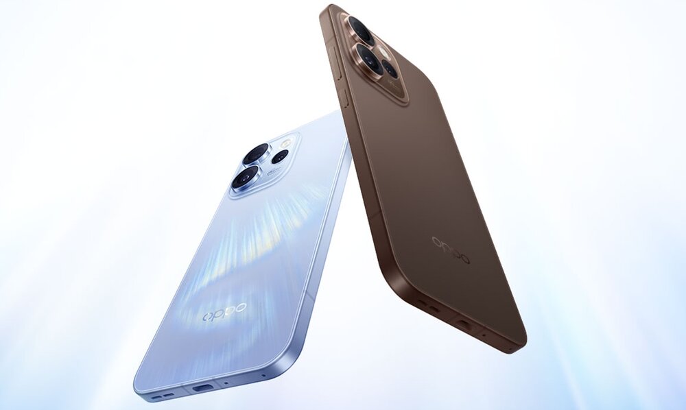 Smartfony OPPO Reno15 Pro 5G w kolorze niebieskim i brązowym