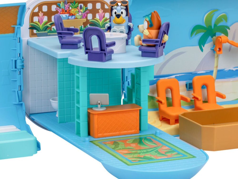 Zestaw figurek BLUEY Samolot BLU17670 zestaw można łatwo przekształcić z samolotu w ośrodek wypoczynkowy i łódź
					dwie wyjątkowe figurki – Bluey w czapce pilota i okularach przeciwsłonecznych
					oraz Bingo w okularach przeciwsłonecznych 15 elementów do zabawy