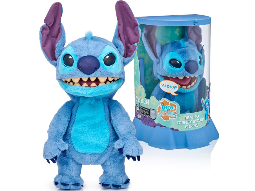 Zabawka interaktywna WOW Stitch DIS-1022-01 w opakowaniu obok opakowania