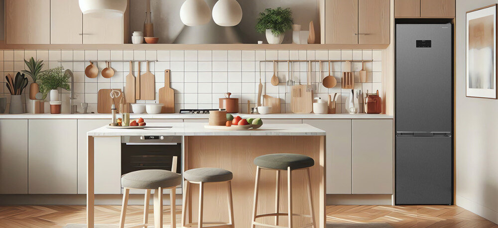 LODÓWKA SHARP SJ-FBA05DHXLE-EU Efektowny design lodówki wygląd styl wykończenie Oświetlenie LED