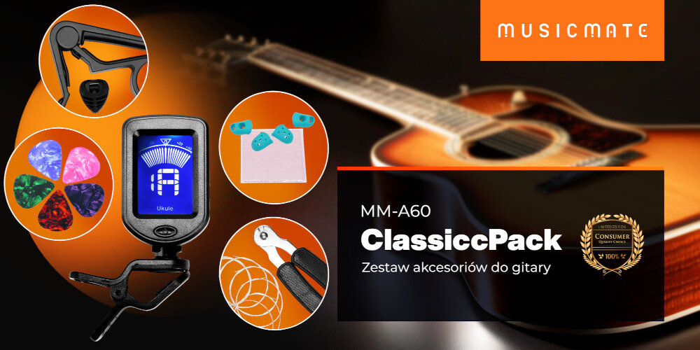 Zestaw akcesoriów do gitary klasycznej MUSICMATE MM-A60 ClassicPack - Graj bez ograniczeń