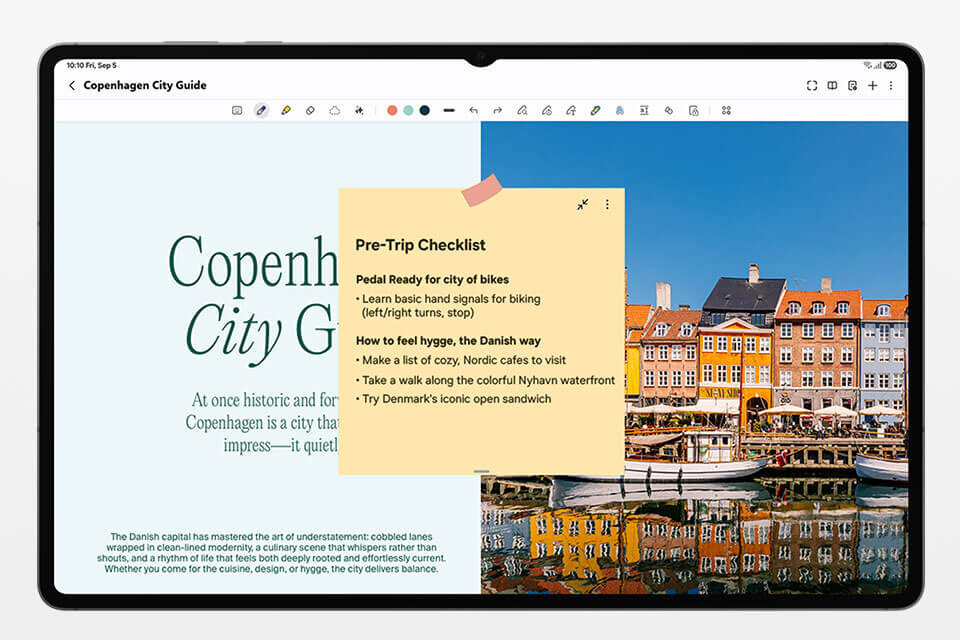 Sticky Note jest dołączony do pliku Samsung Notes i umożliwia dodawanie przypomnień bezpośrednio do notatek, dzięki czemu ważne pomysły pozostają na pierwszym planie. Sticky Note jest dołączony do pliku Samsung Notes i umożliwia dodawanie przypomnień bezpośrednio do notatek, dzięki czemu ważne pomysły pozostają na pierwszym planie.
