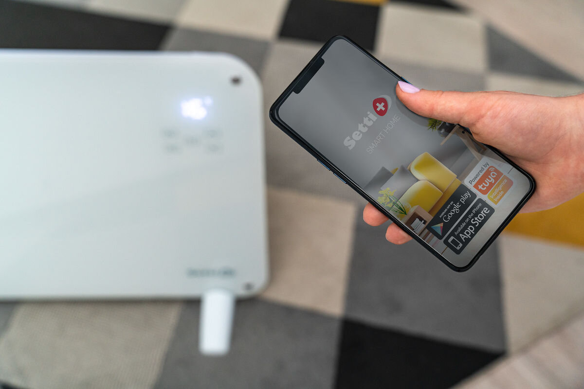 Grzejnik konwektorowy SETTI+ Smart SCH700 aplikacja zdalne sterowanie