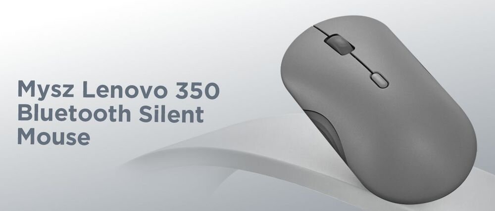 LENOVO 350 - mysz na jasnym tle, obok model i marka