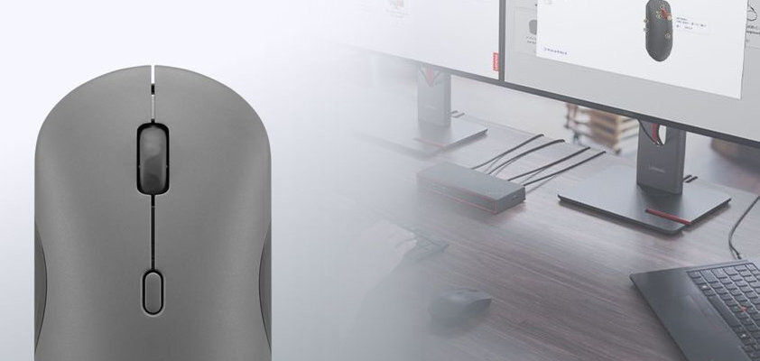 LENOVO 350 Lenovo 350 Bluetooth Silent Mouse Bezgłośne kliknięcia 3-stopniowa regulacja DPI do 2400 czułość kursora Ergonomiczna konstrukcja, płynna rolka przewijania stabilne połączenie Bluetooth Lenovo - zblizenie na klawisze i kółko