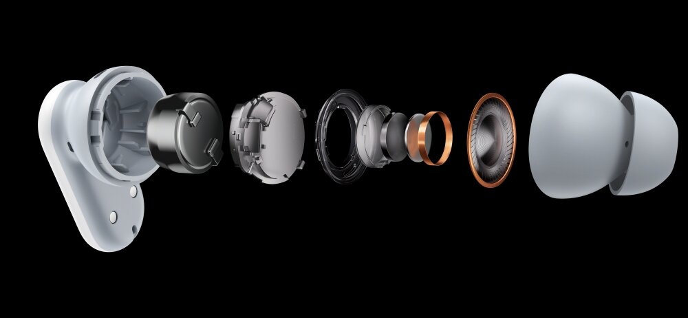 Słuchawki dokanałowe OPPO Enco Buds2 Pro dzwiek membrana tytan brzmienie audiobook podcast 