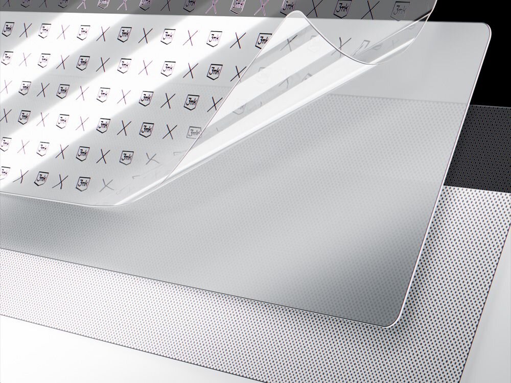 3MK TechWrap Matte Center Display TechWrap Matte™ ekranów nawigacji 4-warstwową technologię zaawansowanemu systemowi aplikacji pęcherzyki powietrza i zanieczyszczenia laserowe cięcie TechWrap Matte™ - przedstawienie 4 warstw folii