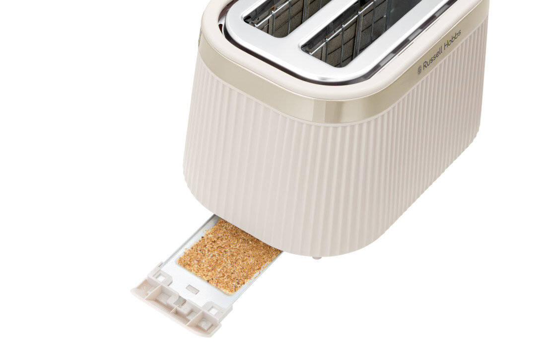 Toster RUSSELL HOBBS Bronte 26761-56 Kremowy Łatwe czyszczenie Wysuwana tacka na okruchy higiena Obudowa z tworzywa sztucznego i szczotkowanej stali nierdzewnej wymiary