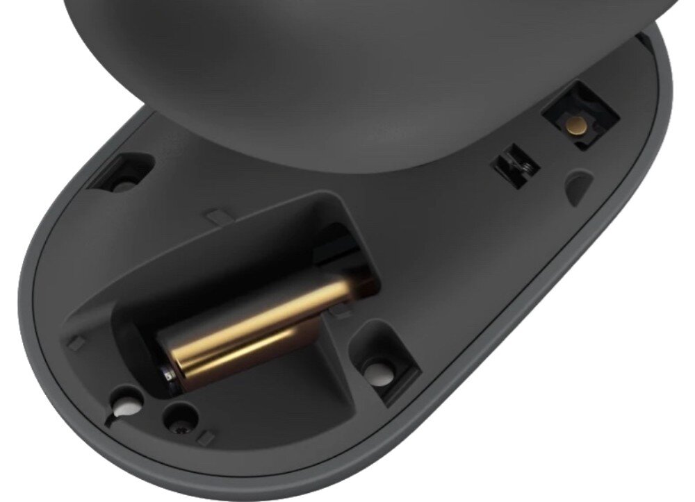 Mysz LOGITECH POP Mouse Graphite otwarta klapka myszki z widoczną baterią AA zasilanie