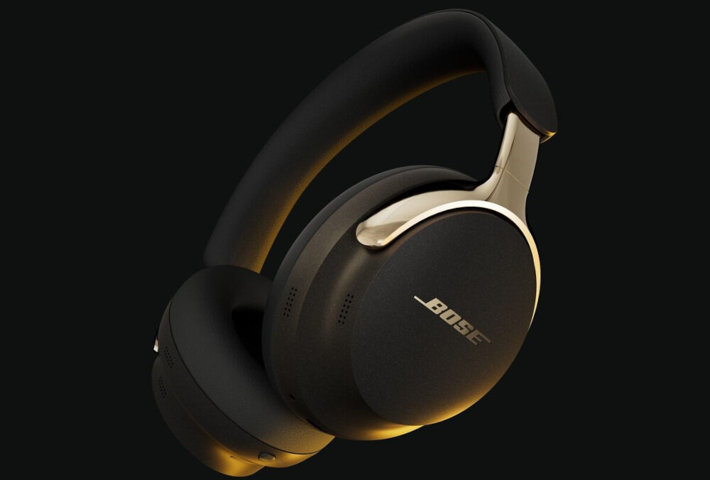 BOSE QuietComfort Ultra 2 gen dźwięk przestrzenny redukcja szumów komfort, słuchawki nauszne na czarnym tle